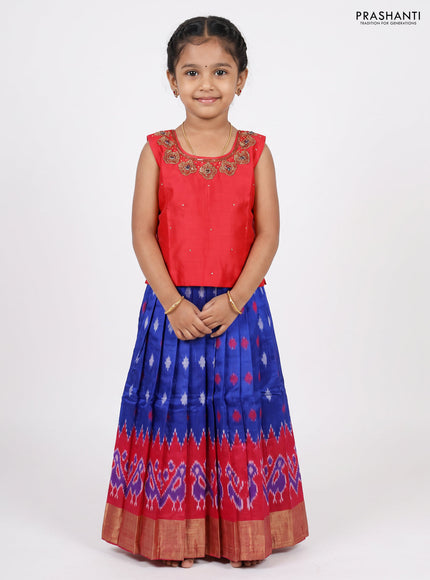 Pink & Blue Silk Lehenga