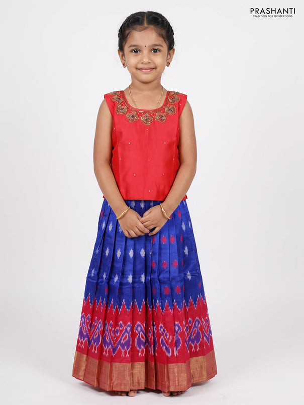 Pink & Blue Silk Lehenga