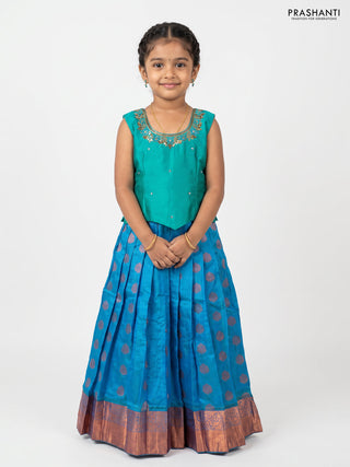 Teal Green & Teal Blue Silk Lehenga