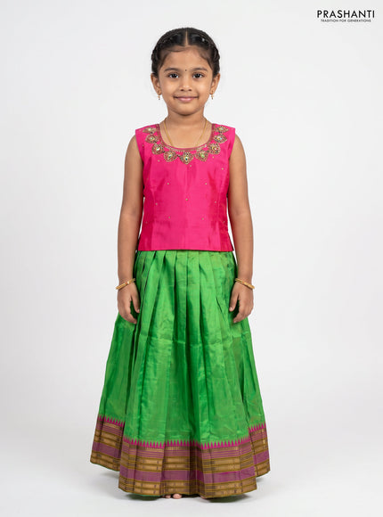 Pink & Green Silk Lehenga
