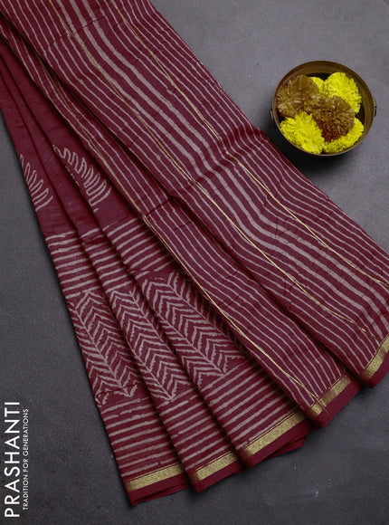 Maroon Chanderi Bagru Saree