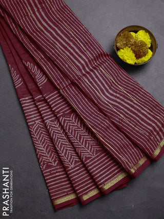 Maroon Chanderi Bagru Saree
