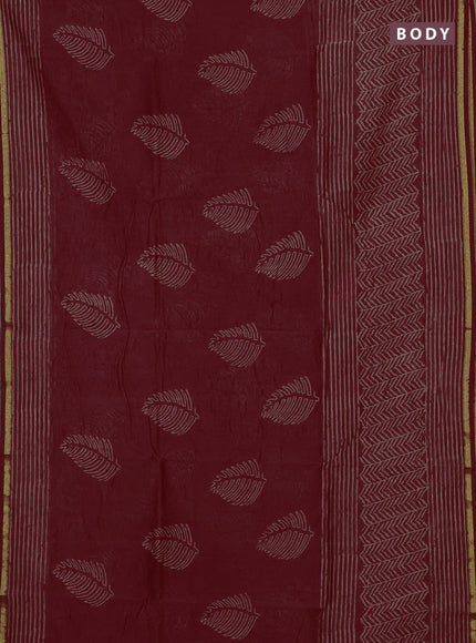 Maroon Chanderi Bagru Saree