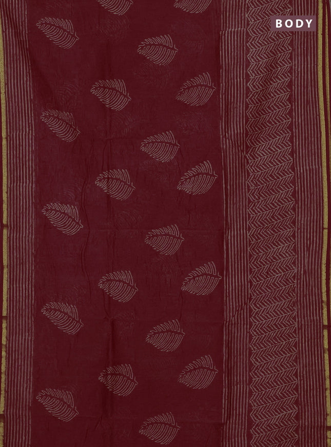Maroon Chanderi Bagru Saree