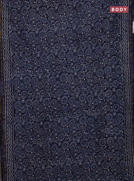 Navy Blue Chanderi Bagru Saree