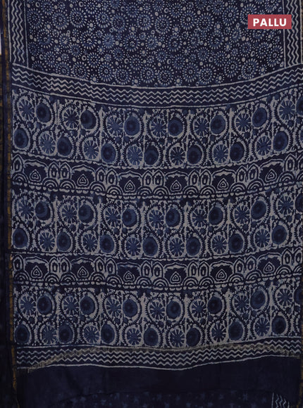 Navy Blue Chanderi Bagru Saree