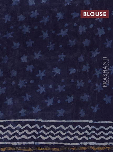 Navy Blue Chanderi Bagru Saree