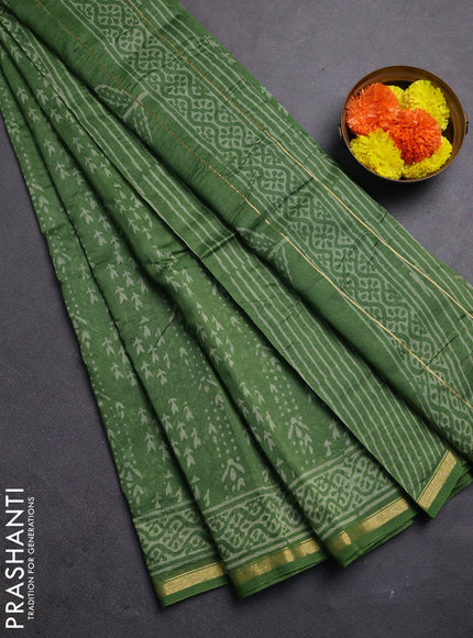Green Chanderi Bagru Saree