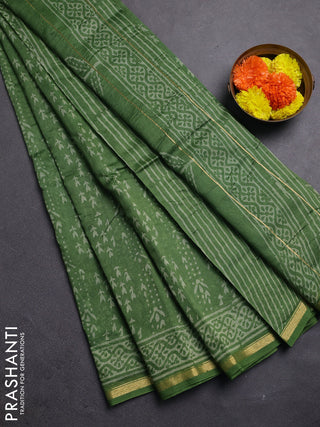 Green Chanderi Bagru Saree