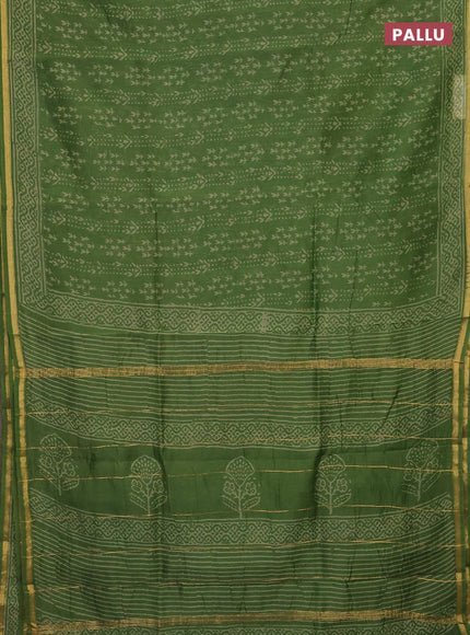 Green Chanderi Bagru Saree