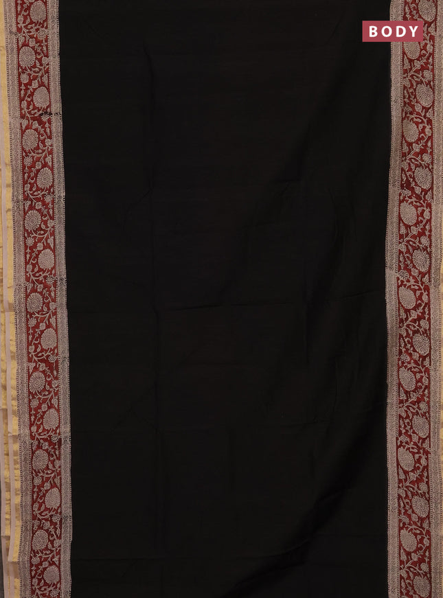 Black & Beige Chanderi Bagru Saree