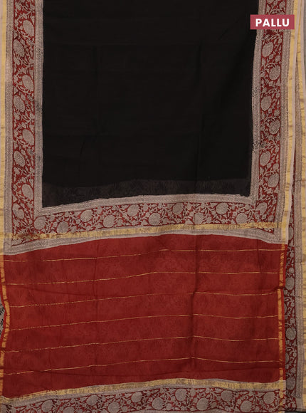 Black & Beige Chanderi Bagru Saree