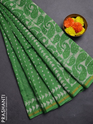 Green Chanderi Bagru Saree