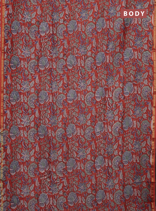 Orange Chanderi Bagru Saree