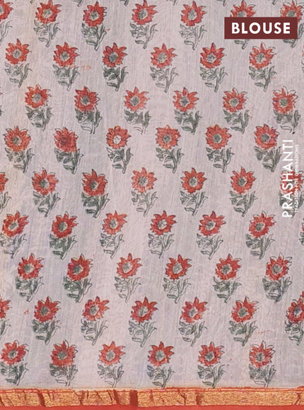 Orange Chanderi Bagru Saree