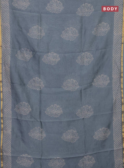 Grey Chanderi Bagru Saree