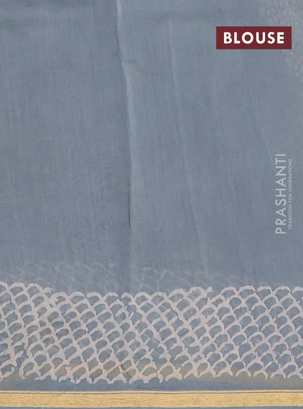 Grey Chanderi Bagru Saree