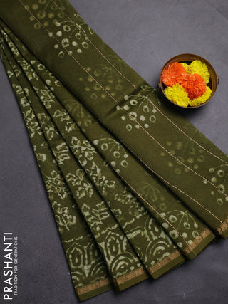 Mehendi Green Chanderi Bagru Saree