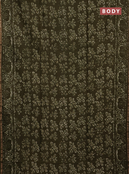 Mehendi Green Chanderi Bagru Saree