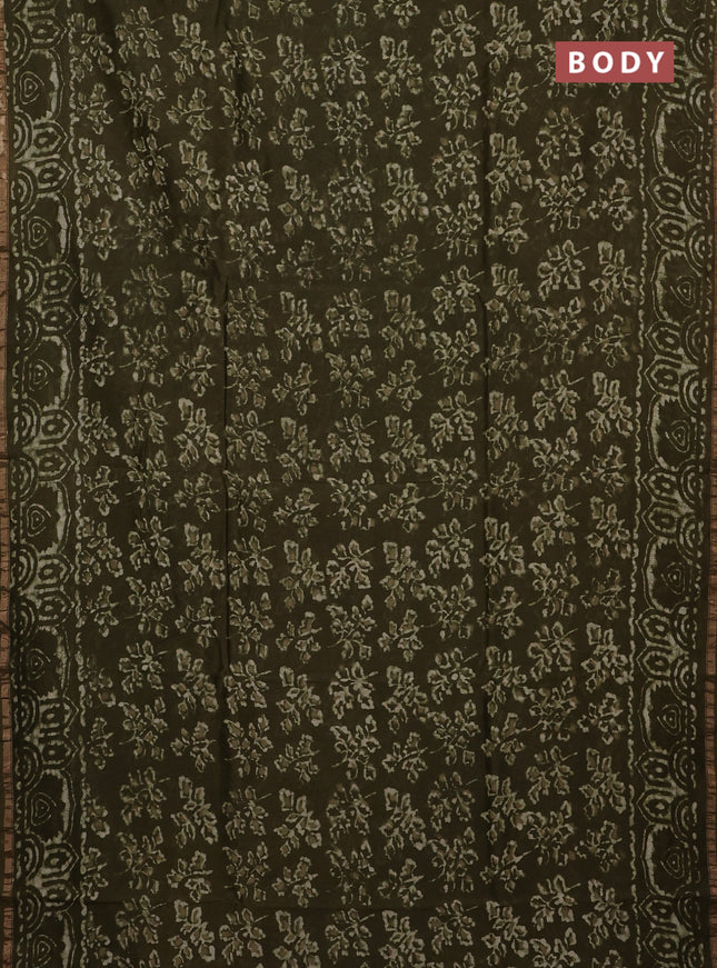Mehendi Green Chanderi Bagru Saree
