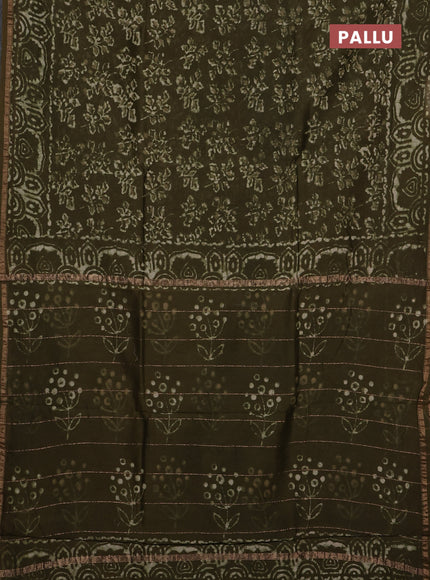 Mehendi Green Chanderi Bagru Saree