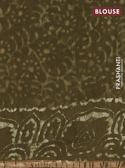 Mehendi Green Chanderi Bagru Saree