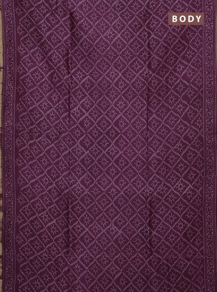 Wine Chanderi Bagru Saree