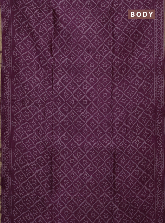 Wine Chanderi Bagru Saree