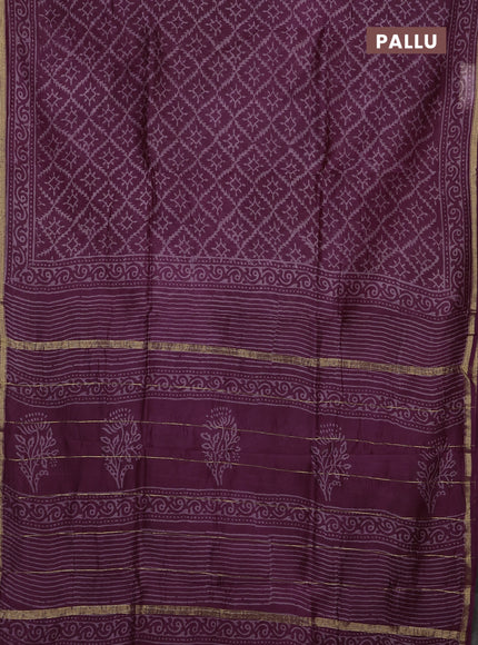 Wine Chanderi Bagru Saree
