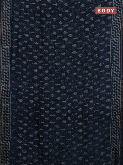 Navy Blue Chanderi Bagru Saree