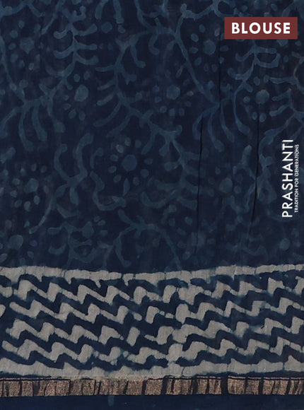 Navy Blue Chanderi Bagru Saree