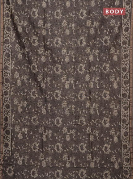 Grey Chanderi Bagru Saree