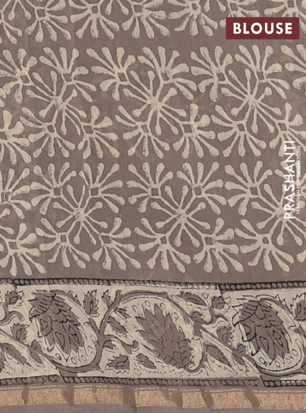 Grey Chanderi Bagru Saree
