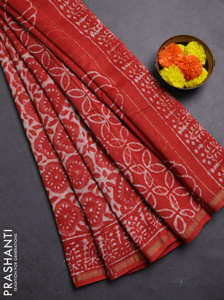 Red Chanderi Bagru Saree