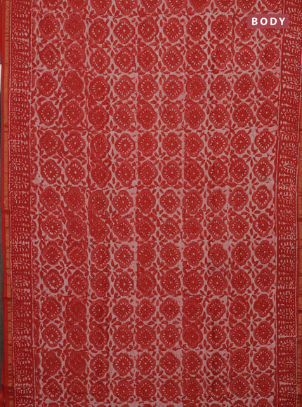 Red Chanderi Bagru Saree