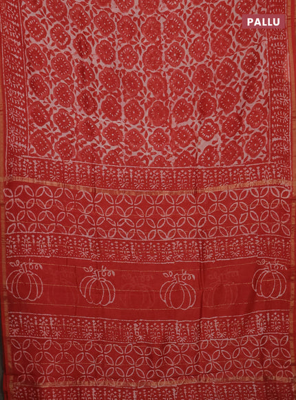 Red Chanderi Bagru Saree