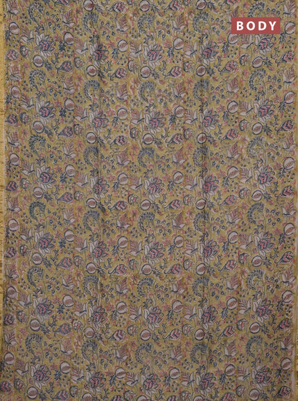 Pista Green & Off White Chanderi Bagru Saree
