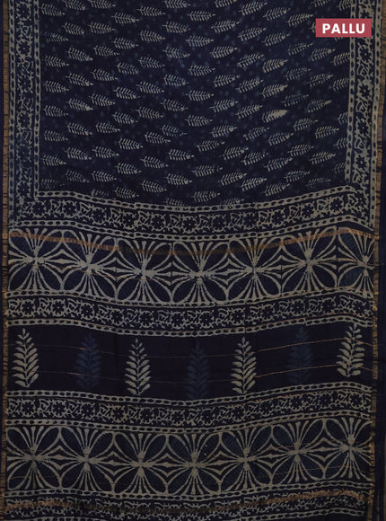 Navy Blue Chanderi Bagru Saree