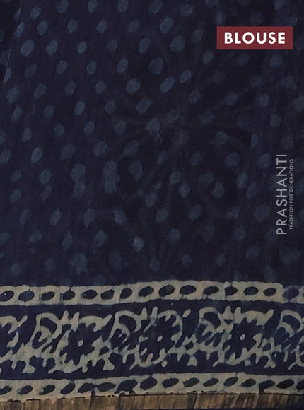 Navy Blue Chanderi Bagru Saree