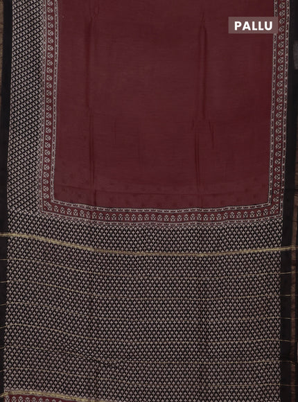 Maroon & Black Chanderi Bagru Saree