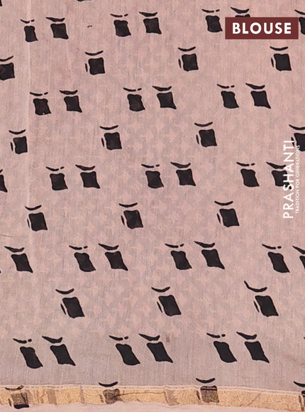 Maroon & Black Chanderi Bagru Saree