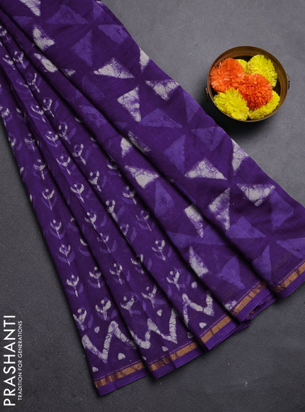Purple Chanderi Bagru Saree