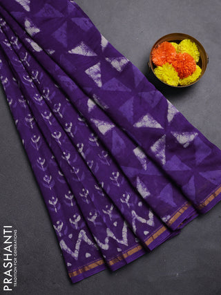 Purple Chanderi Bagru Saree