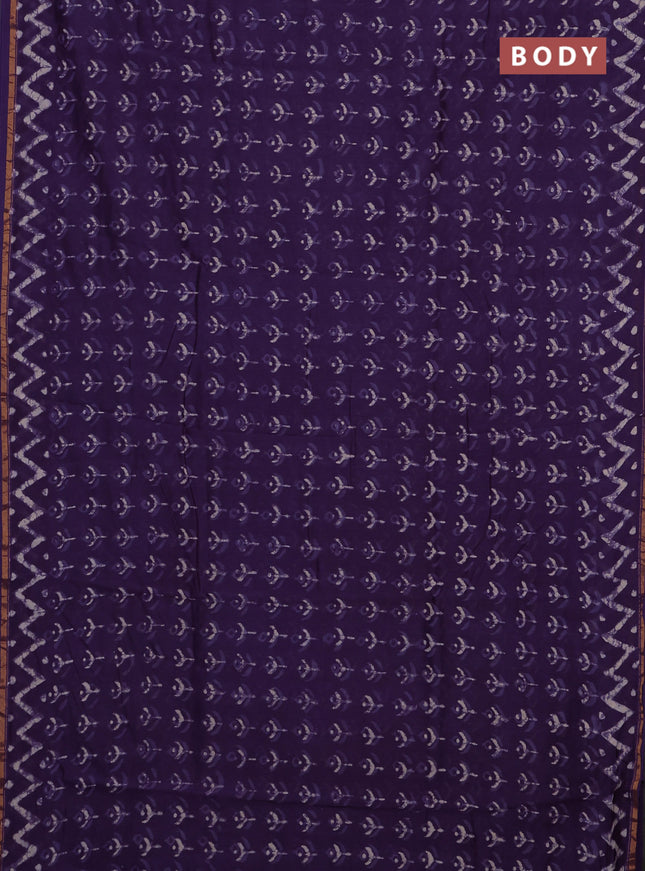 Purple Chanderi Bagru Saree