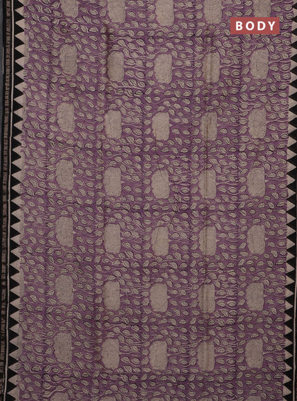 Purple & Black Chanderi Bagru Saree