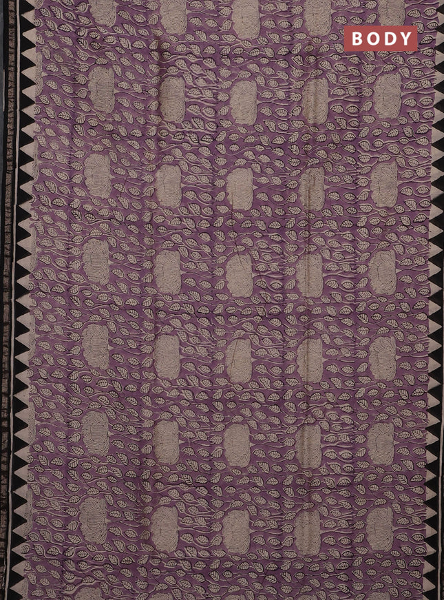 Purple & Black Chanderi Bagru Saree