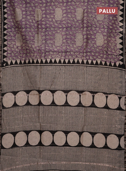 Purple & Black Chanderi Bagru Saree