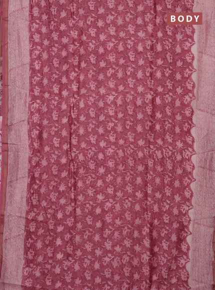 Mauve Pink Chanderi Bagru Saree