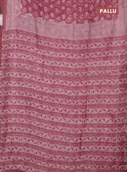 Mauve Pink Chanderi Bagru Saree