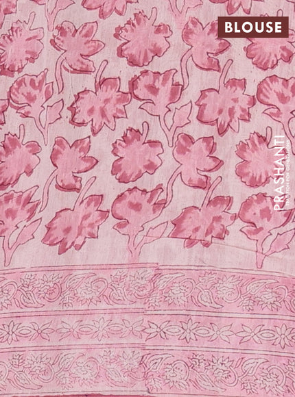 Mauve Pink Chanderi Bagru Saree